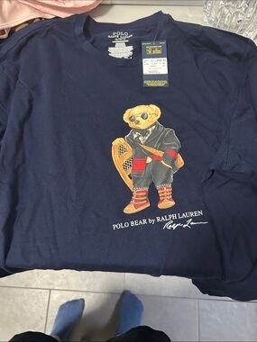 Polo by Ralph Lauren Navy Long-Sleeve Polo Bear Graphic Tee